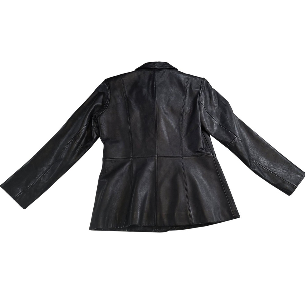 VTG 90s Minimalist Preston & York Leather Blazer‎ Jacket Petite Small Lambskin - Picture 9 of 15